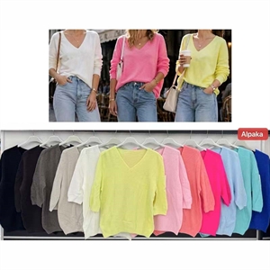 Sweter damski z dekoltem w serek
