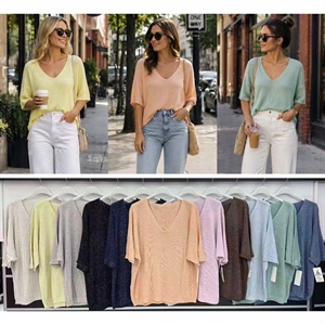 Sweter damski z dekoltem w serek