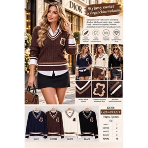 Sweter damski z dekoltem w serek