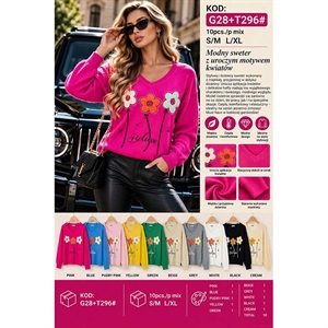 Sweter damski z dekoltem w serek  S/M-L/XL