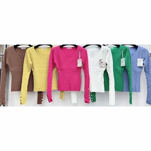 Sweter damski z dekoltem w serek