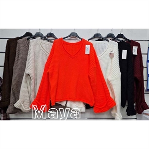 Sweter damski z dekoltem w serek - Produkt Włoski