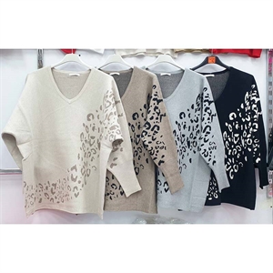 Sweter damski z dekoltem w serek (S-XL)