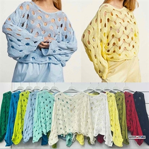 Ażurowy sweter damski okrągły