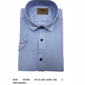 Koszula męska ala len krótki rękaw kołnierz krój slim fit produkt Turecki  M-2XL