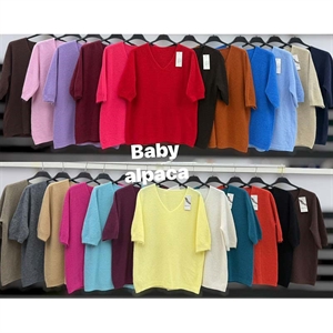 Sweter damski z krótkim rękawem z alpaki