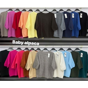 Sweter damski z krótkim rękawem z alpaki
