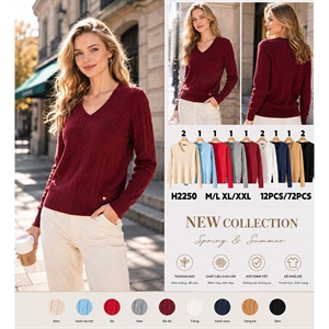 Sweter damski z dekoltem w serek  M/L-XL/2XL