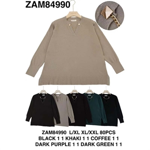 Sweter damski z dekoltem w serek  L-3XL