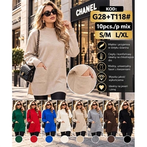 Tunika sweterkowa damska z półgolfem  S/M-L/XL