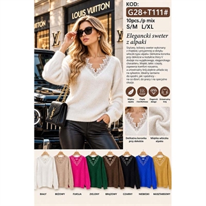 Sweter damski z dekoltem w serek  S/M-L/XL