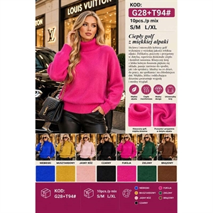Sweter damski z golfem  S/M-L/XL