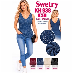 Sweter damski bez rękawów  L/XL-2XL/3XL