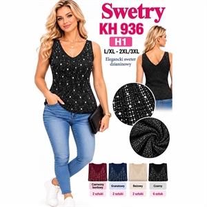 Sweter damski bez rękawów  L/XL-2XL/3XL