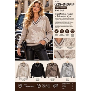 Sweter damski z dekoltem w serek  S/M-M/L