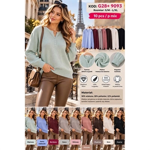 Sweter damski z dekoltem w serek  S/M-L/XL
