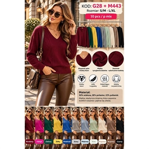 Sweter damski z dekoltem w serek  S/M-L/XL