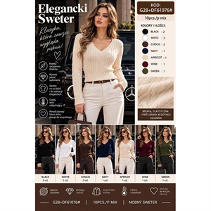 Sweter damski z dekoltem w serek