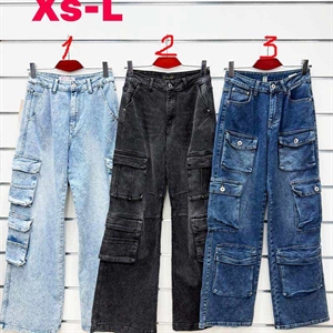 Jeansy szerokie nogawki  XS-L