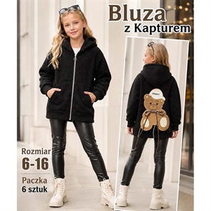 Bluza dziewczęca rozpinana na zamek z kapturem  6-16 lat