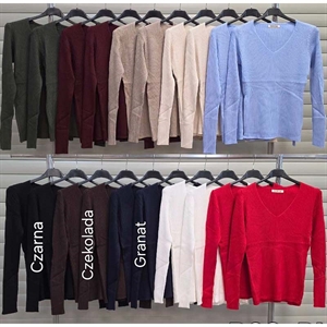 Sweter damski z dekoltem w serek