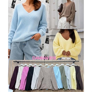 Sweter damski z dekoltem w serek