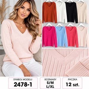 Sweter damski z dekoltem w serek  S/M-L/XL