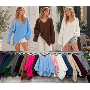 Sweter damski z dekoltem w serek