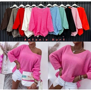 Sweter damski z dekoltem w serek