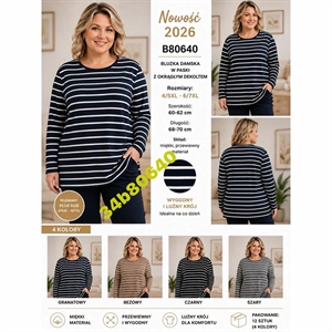 Bluzka damska z długim rękawem 4/5-6/7XL