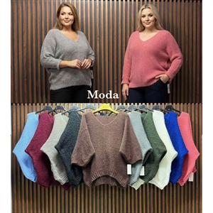 Sweter damski z dekoltem w serek