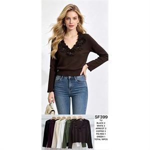 Sweter damski z dekoltem w serek