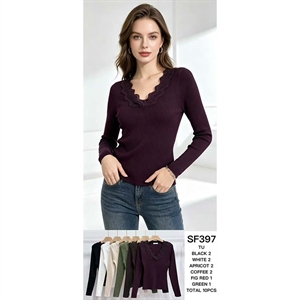 Sweter damski z dekoltem w serek