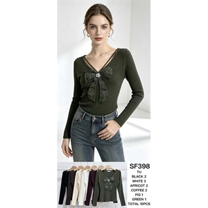 Sweter damski z dekoltem w serek