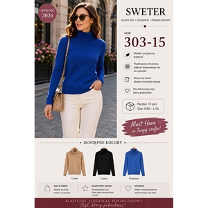 Sweter damski z golfem  S/M-L/XL