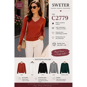 Sweter damski z dekoltem w serek  S/M-L/XL