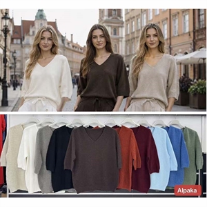 Sweter damski z dekoltem w serek