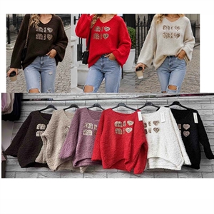 Sweter damski z dekoltem w serek