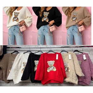 Sweter damski z dekoltem w serek