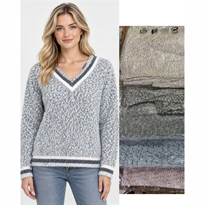 Sweter damski z dekoltem w serek