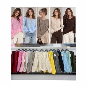 Sweter damski z dekoltem w serek