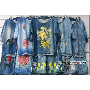 Komplet Bluzka + Spodnie szerokie nogawki produkt Włoski