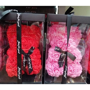 Prezent na walentynki - miś z róż 20cm