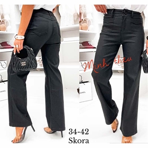 Spodnie szerokie nogawki ze sztucznej skóry (34-42)