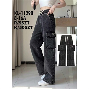 Spodnie dziewczęce z szerokimi nogawkami (8-16)