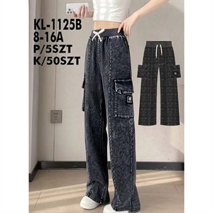 Spodnie dziewczęce z szerokimi nogawkami (8-16)