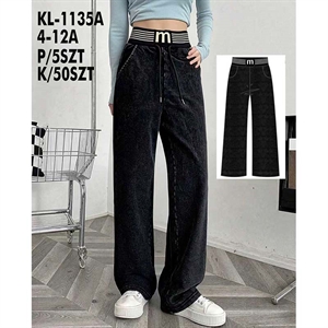 Spodnie dziewczęce z szerokimi nogawkami (4-12)