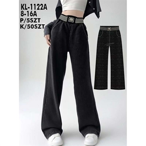 Spodnie dziewczęce z szerokimi nogawkami (8-16)