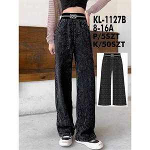 Spodnie dziewczęce z szerokimi nogawkami (8-16)