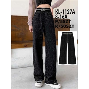 Spodnie dziewczęce z szerokimi nogawkami (8-16)